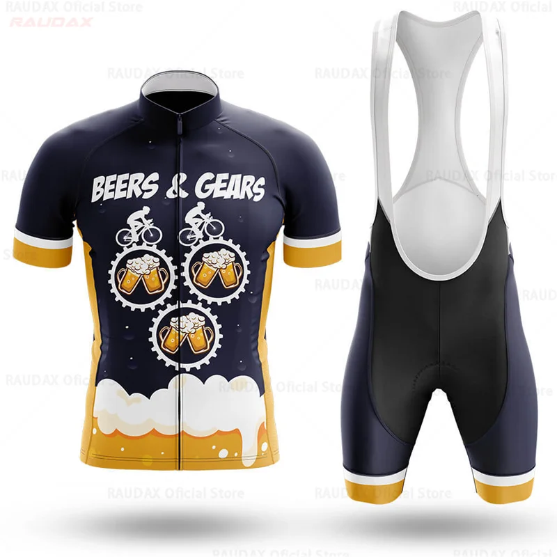 Beer Pattern Summer Cycling Clothing Ropa Ciclismo Hombre Short Sleeve Cycling Jersey Set Mtb Bike Man Uniforme Maillot Bicycle