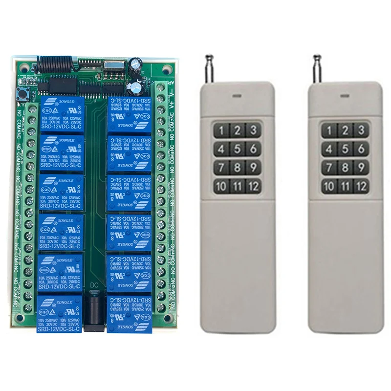3000m DC 12V 24V 10A 12 CH 12CH RF Wireless Remote Control Switch System Transmitter + Receiver/lamp/Garage Door/shutters/window