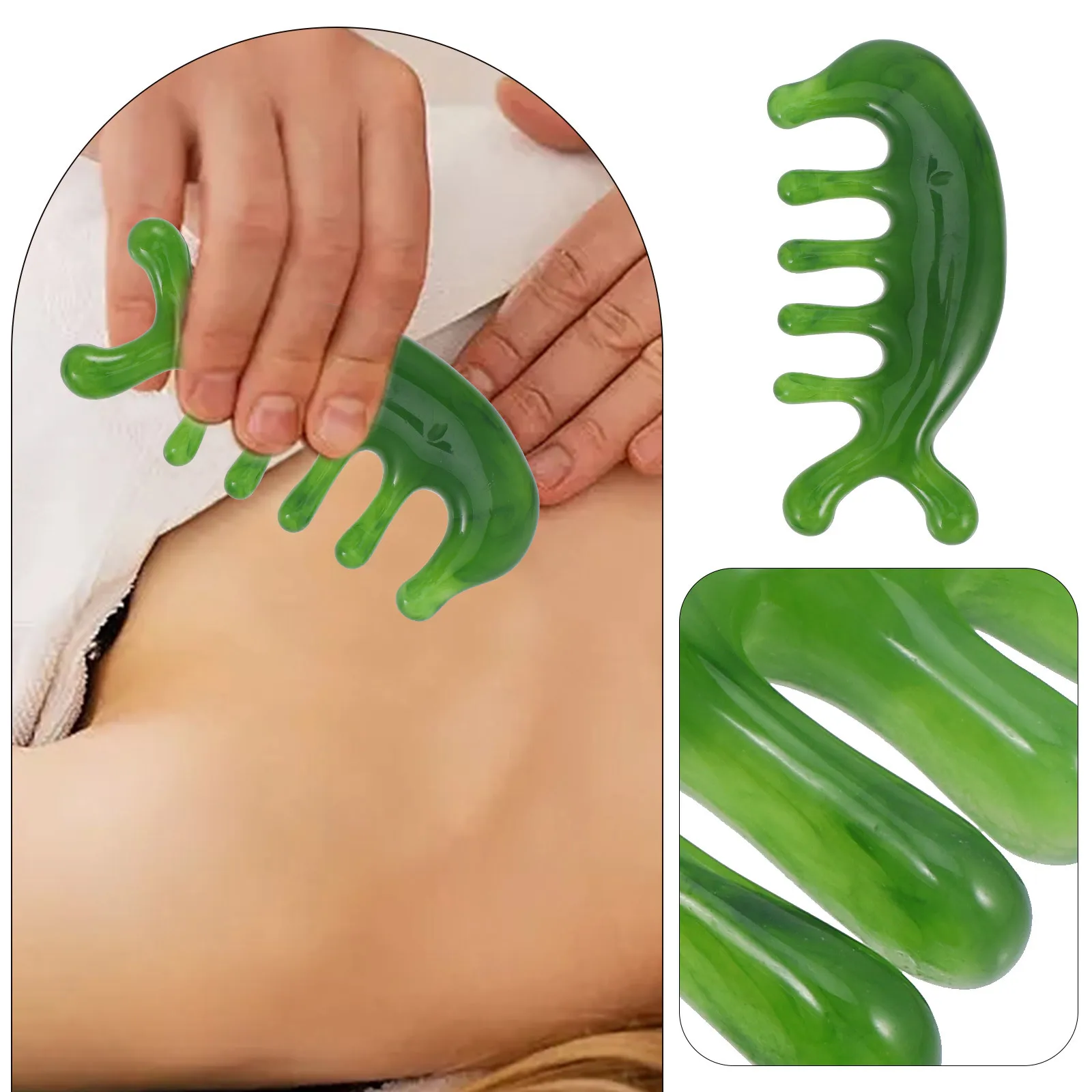 

2Pcs Scalp Massager Comb Jade Wide Tooth Hair Massage Tool Portable Detangling Comb for Outdoor Indoor Use Gentle on Hair