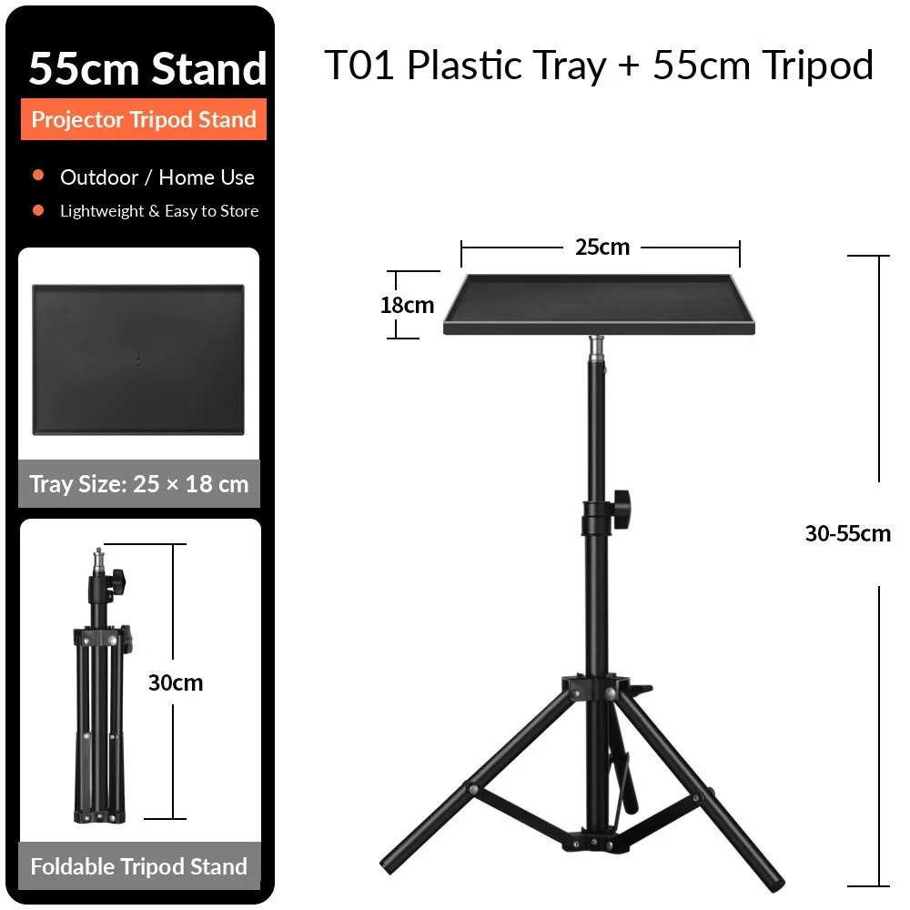 1Pcs Durable Black Projectors Tray Universal 25x18cm 30x23cm Platform Holder Plastic 1/4inch Screw Thread Tripod Stand