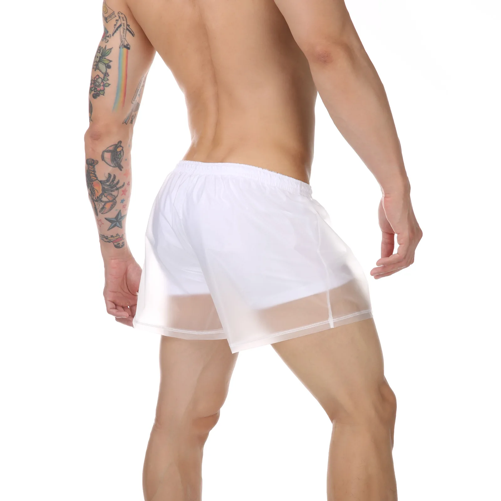 Men's sexy Underwear Transparent See-Through Boxers PVC Waterproof Men Beach Shorts Surf Beach Pants Men's swimwear
