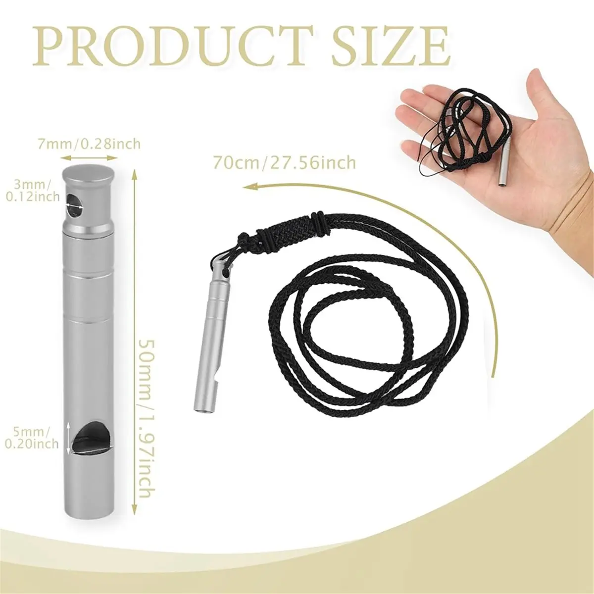 Apito de emergência de titânio de 2 unidades, som de alto volume de 120DB para esportes, caminhadas e segurança