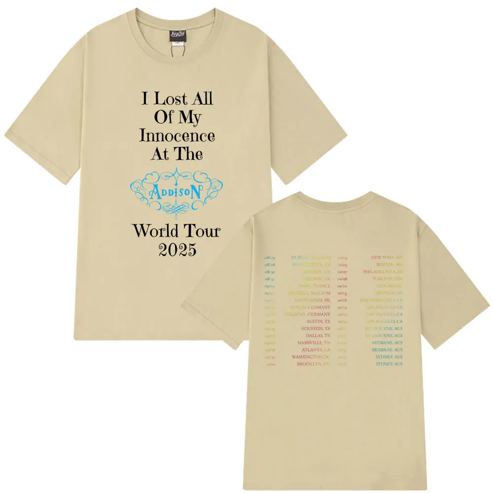 المغني أديسون راي 2025 جولة ميرش التي شيرت الرجال النساء قصيرة الأكمام القطن المحملة الصيف الجمالية Harajuku تي شيرت غير رسمي الشارع الشهير #6