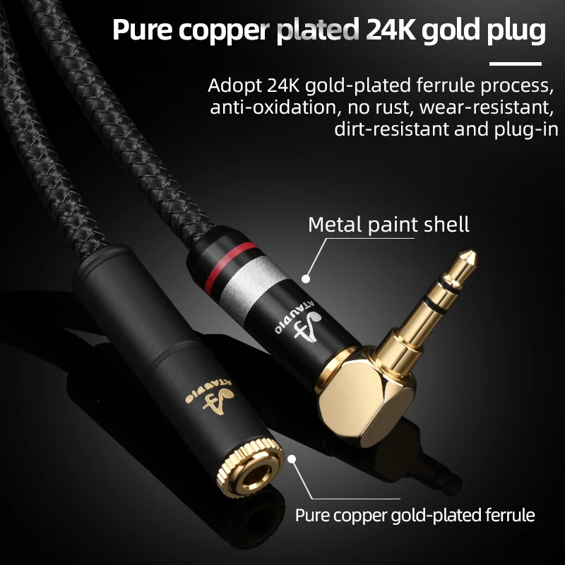 ATAUDIO HIFI 3.5mm Jack AUX Audio rozszerzenie męskie i żeńskie kabel z mikrofonem Stereo 3.5 rozszerzenie Audio kabel