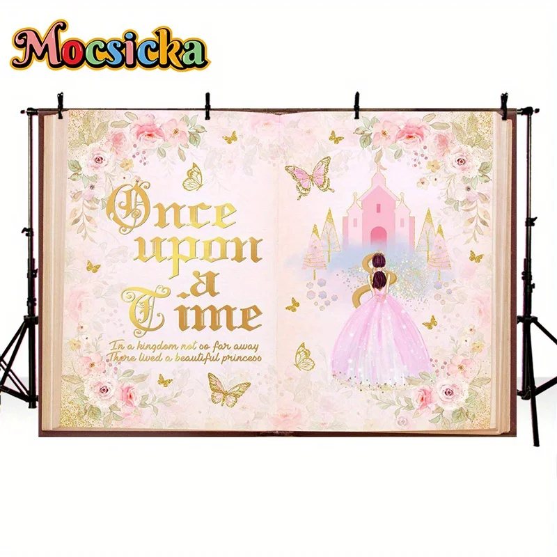 Pink Fairy Tale Book Bathing Party Decoration Castle Princess Romantic Story Book Bathing Party Banner Princess Birthday Wedding