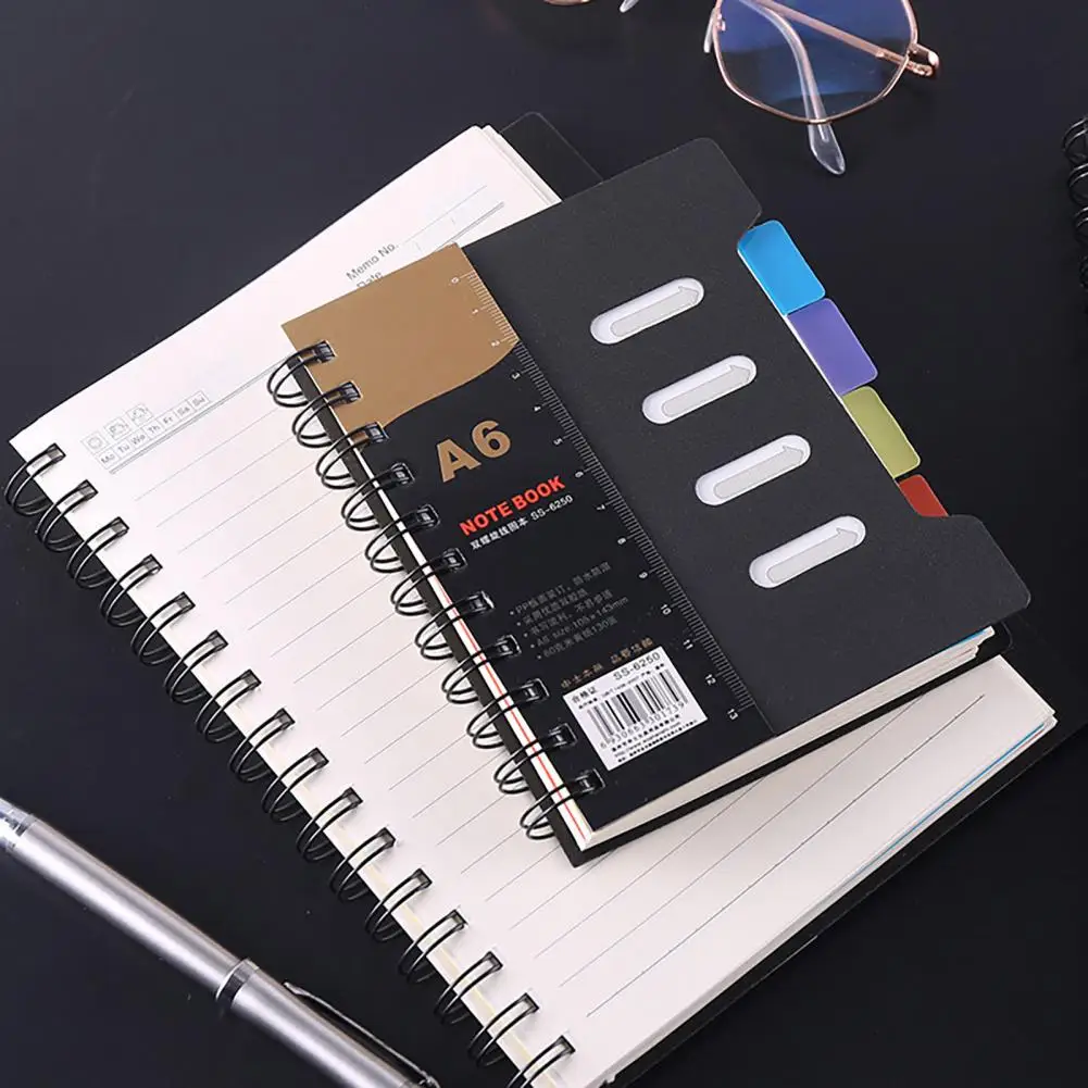 ディバイダー付きスパイラルノート、a5、b5、プレミアム、厚みのあるページ、コイルリング、4の件名、事務用品