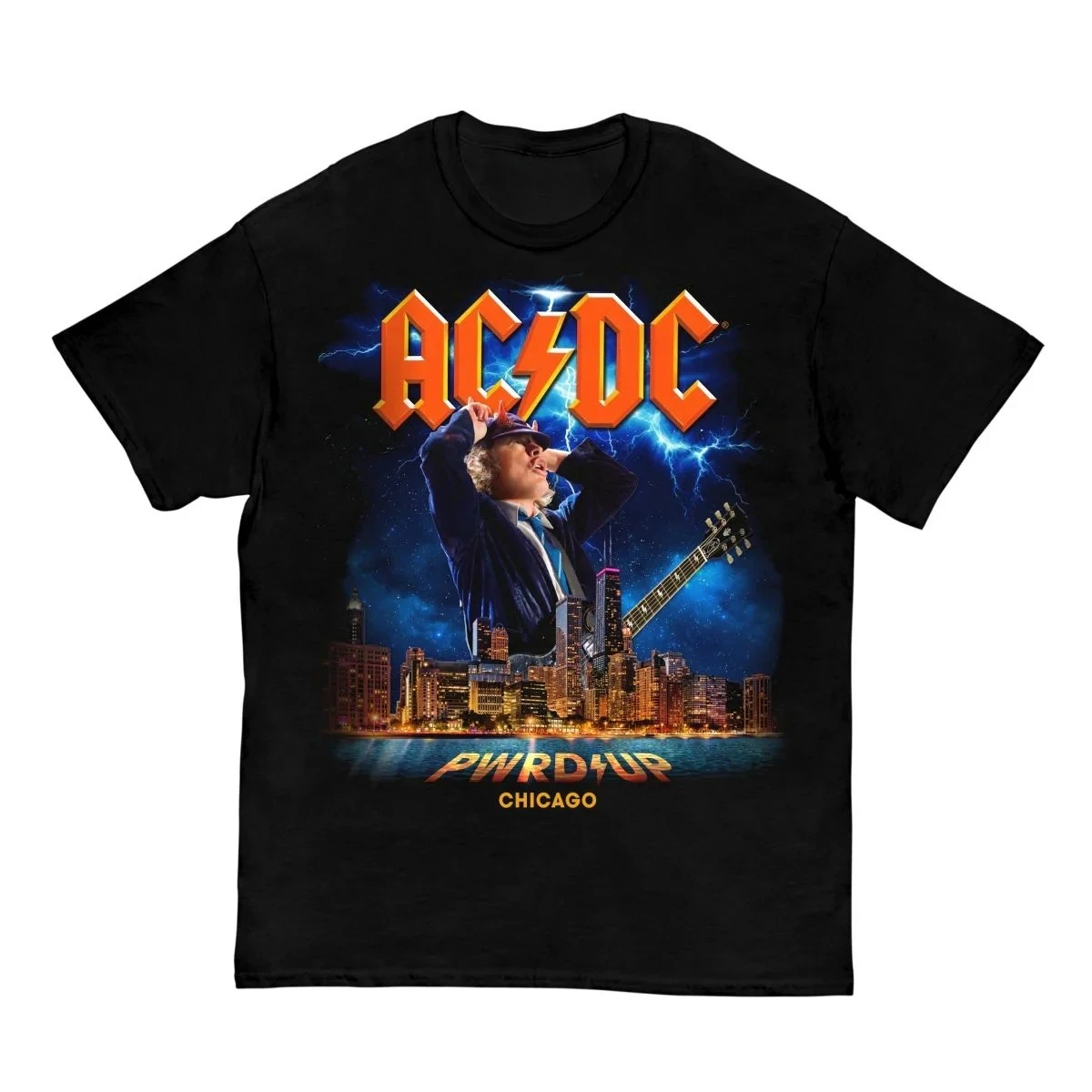 

ACDC Chicago PWR UP Tour T-Shirt Men's and Women's Short Sleeve Cotton Tees Vintage Metal Band Tops Brand T-shirt Men Streetwear