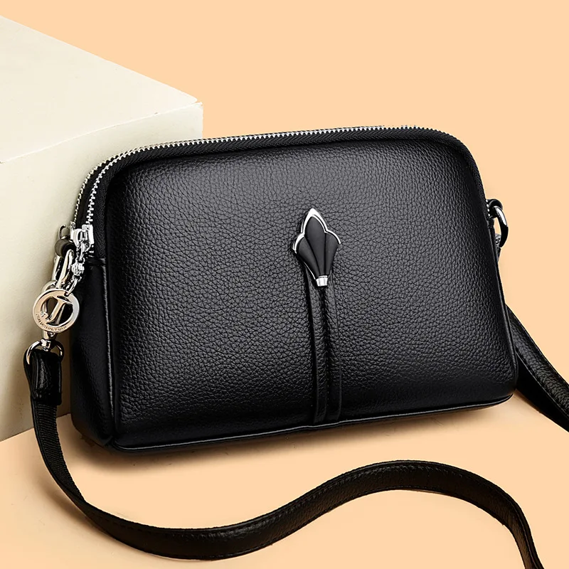 

New Retro Soft Leather Small Square Bag Women's Fashion Messenger Bag Light Mobile Phone Bag Shoulder Small Satchel
