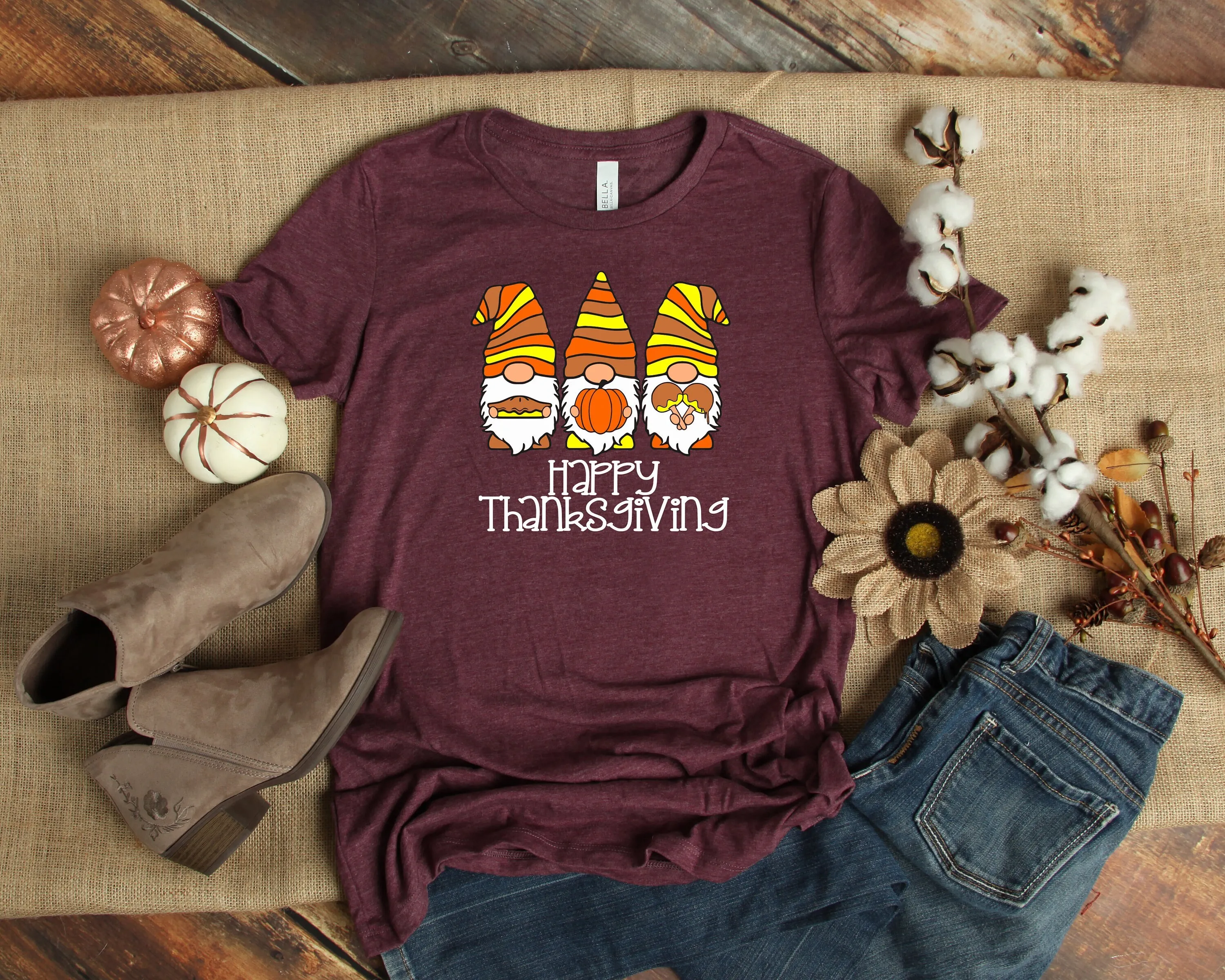 Happy Thanksgiving Gnomes Day T Shirt Thankgiving Cute Fall Autumn Pumpkin Funny