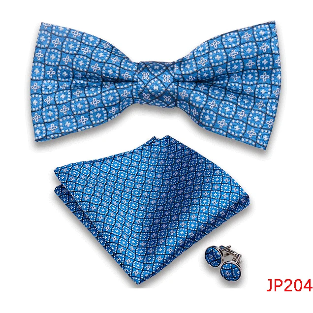Klassische Herren Fliege Taschentuch Manschettenknöpfe Set Jacquard Fliege für Mann Hochzeit Business Schmetterling Knoten Geschenk Mann Zubehör – Detail 6