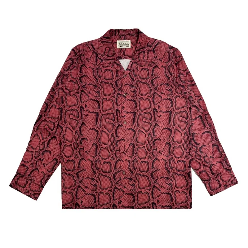 Top quality Snake print Vintage Trend Autumn Winter Loose Hip Hop Mens Womens Casual Cuban Collar WACKO MARIA Long Sleeve Shirt