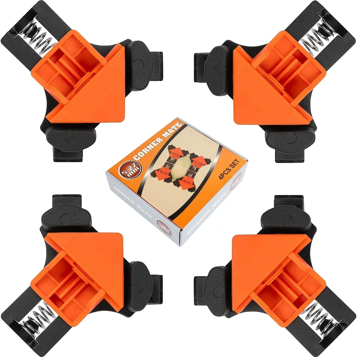 90 Degree Corner Clamps for Woodworking, 4pcs Cabinets, Photo Framing Fast Adjustable Quick Spring Loaded Woodworking Clamps