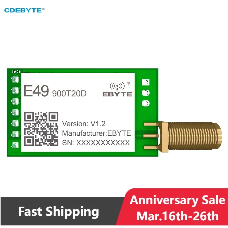 Drahtloses Datenübertragungsmodul 868 MHz 915 MHz CDEBYTE E49-900T20D Geringer Stromverbrauch 20 dBm SMA-Antennen-DIP-Funkmodul