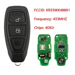 CN018059 Aftermarket 2 Button Smart Car Key 433MHZ 4D63 Chip FCCID KR55WK48801 For Ford C-Max Fiesta Focus Mondeo 2011-2017