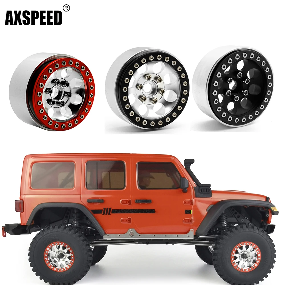 

AXSPEED 4Pcs 1.9" Beadlock Wheel Rims for 1/10 RC Car Crawler Axial SCX10 1.9 inch Rubber Tires Rocks Tyres Upgrade Parts