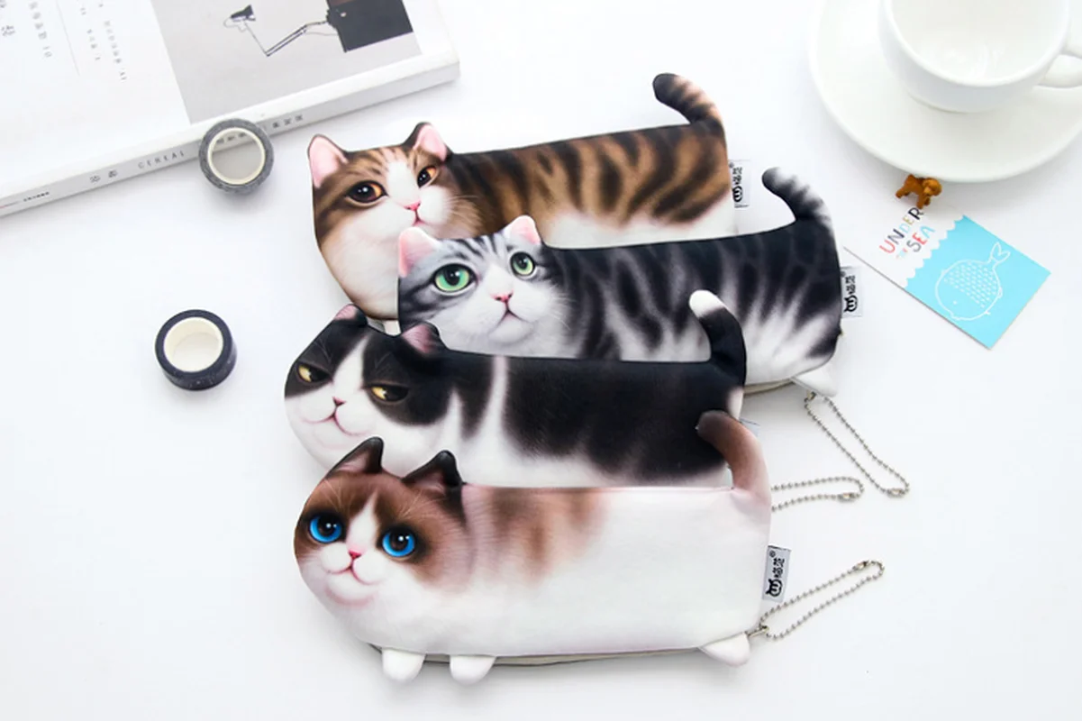 Cartoon Creative Cat Pencil Bag Storage Case for Kids Stationery Office School Supplies Escolar Papelaria