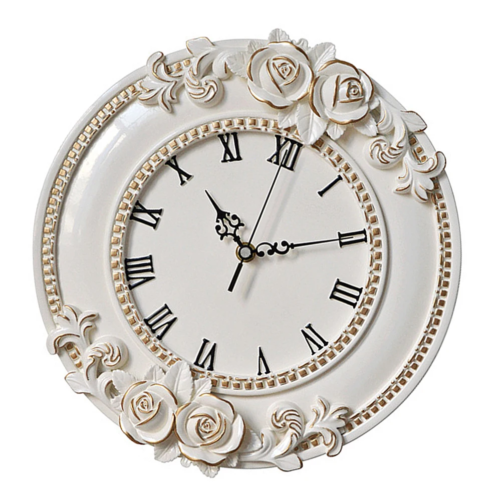 

Artistic Clock Retro Resin Wall Decor Silent Bedroom Living Room Creative Flower Design Waterproof Office Jewelry