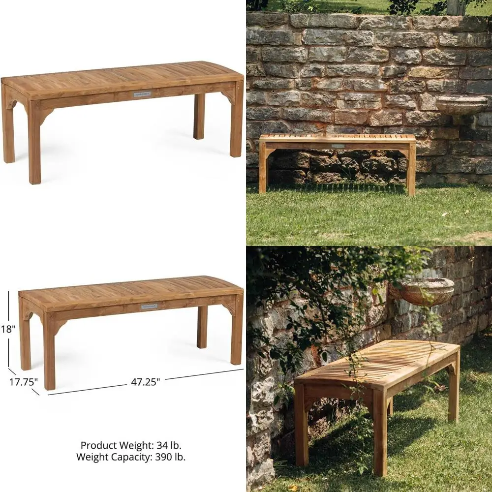 

Ash & Sage Grade A Teak 47" BacklBench, Seats 2 People Comortably, Weather Resistant Premium Solid Wood Patio urniture with Tigh