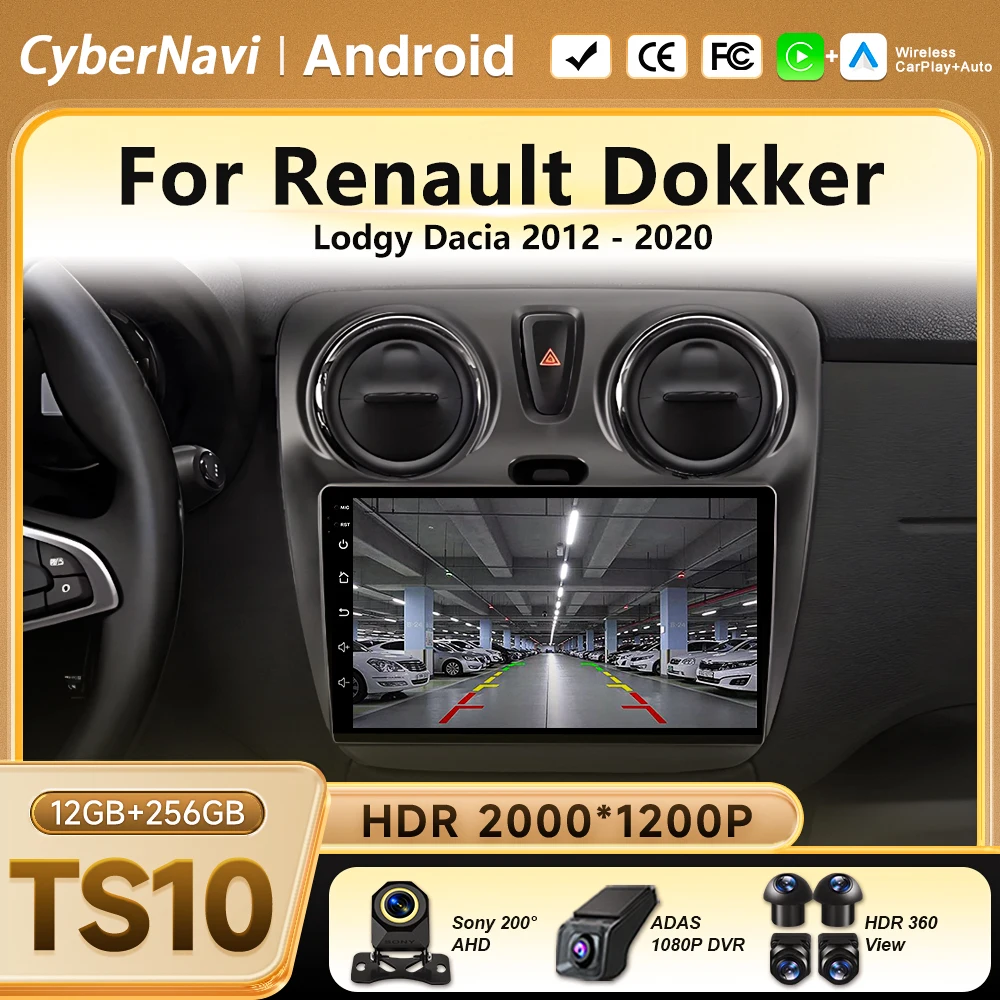 Rádio Automotivo Android 16 Para Renault Dokker Lodgy Dacia 2012 - 2020 Reprodutor Multimídia Android Auto Carplay Central Multimídia com Navegação GPS