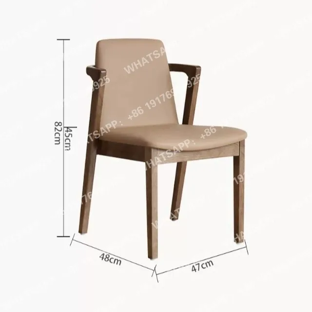 Modern Solid Wood Dining Chairs Fashionable Imitation Leather Armchairs for Hotels, Resorts, Villas, Homes