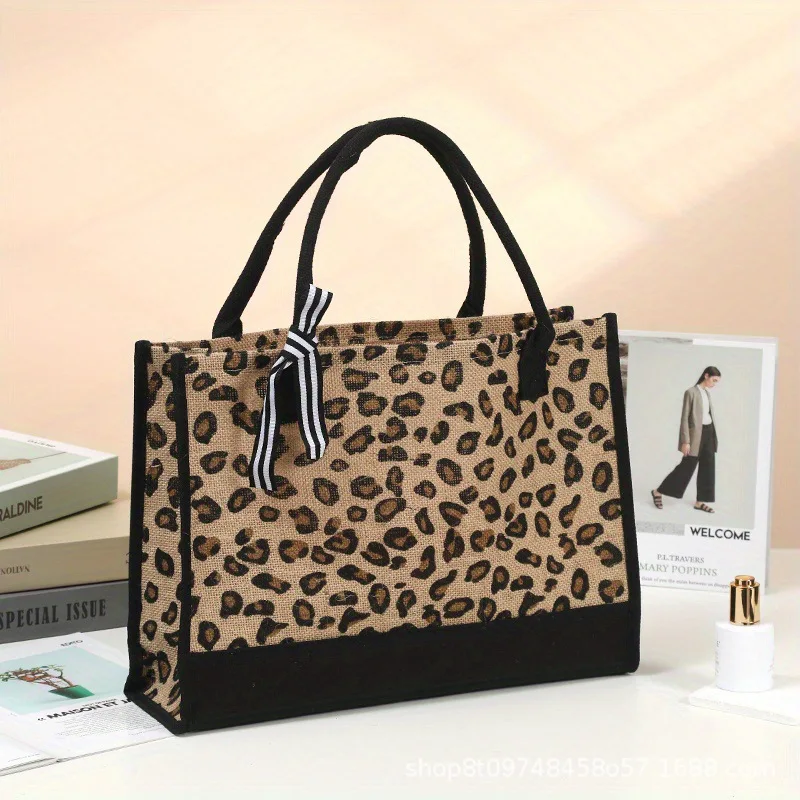 Leopard print Large Capacity Canvas Shoulder  Women\'s Handbag Folding Eco-Friendly Tote Bags Shoulder Bag Internal waterproofing