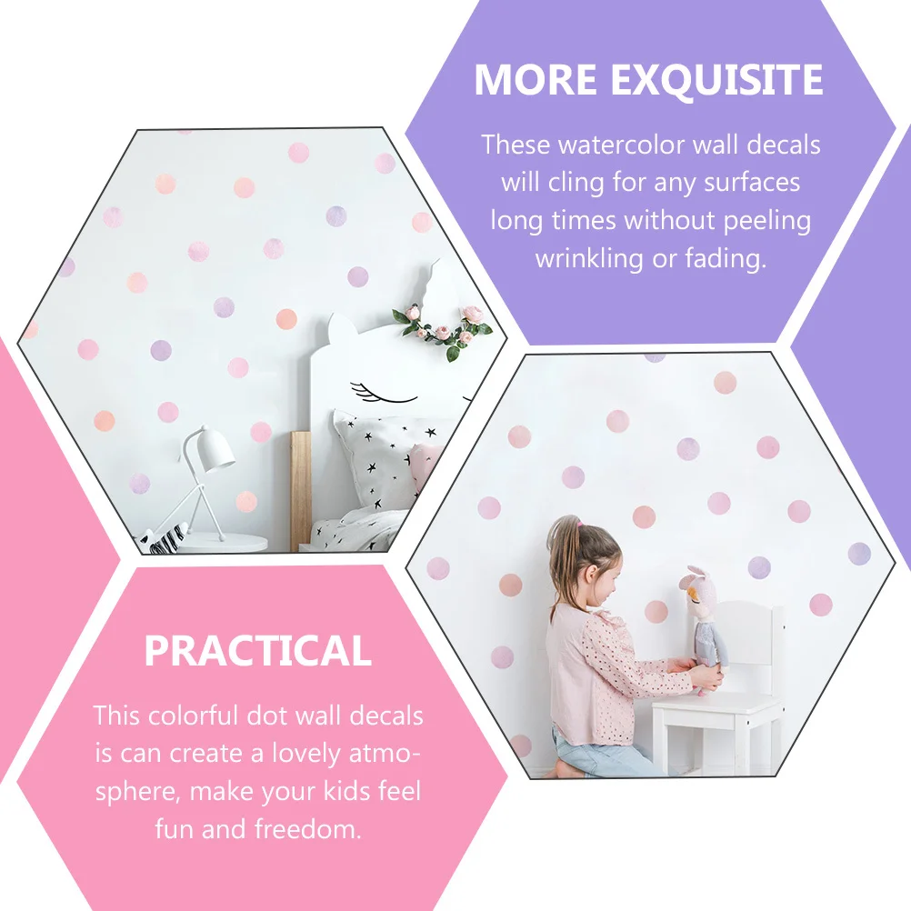 

Watercolor Polka Dots Wall Stickers PVC Durable Waterproof Fade Resistant for Living Room Decoration Watercolor Dots Wall Decals