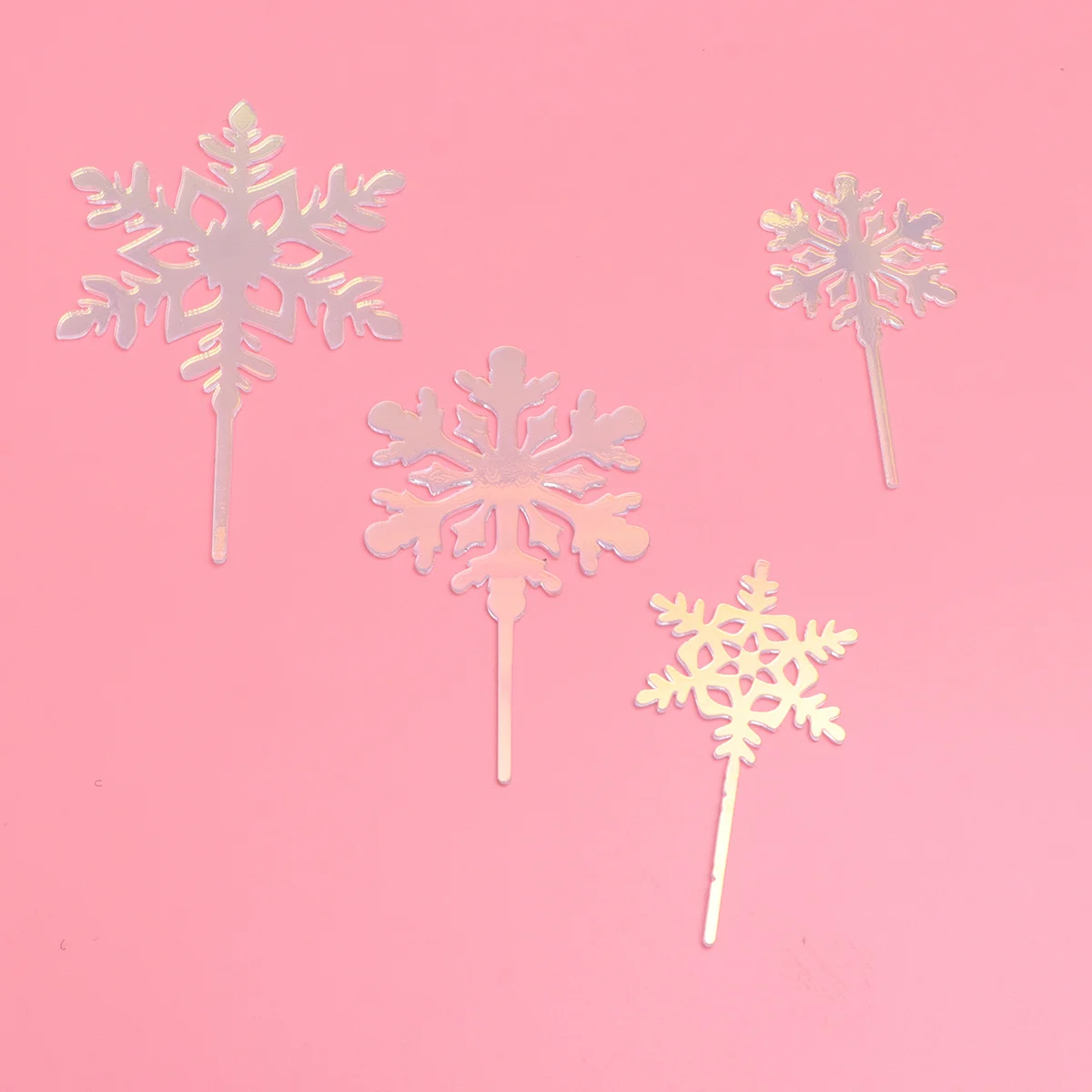 

12pcs Christmas Snowflake Acrylic Cupcake Toppers Cake Decor Muffin Picks Holiday Party Decoration Baby Shower Birthday Theme