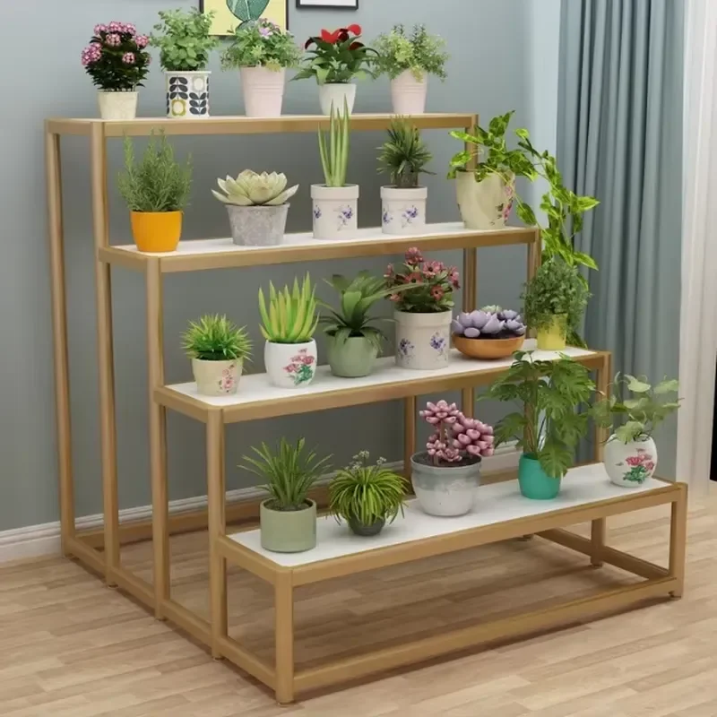 for High Quality Ornate Multi Layered Flower Display Stand Step Like Metal Floor Support Structure for Flower Shop Decoration
