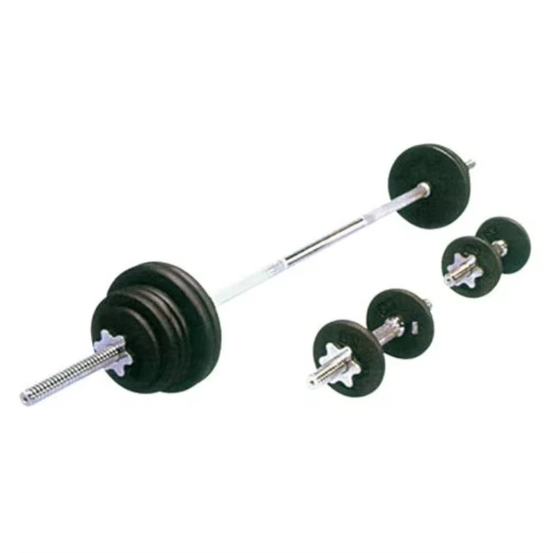 50kg Fitness Equipment Round Black Chrome Silver Barbell and Dumbbells 20kg Weighing