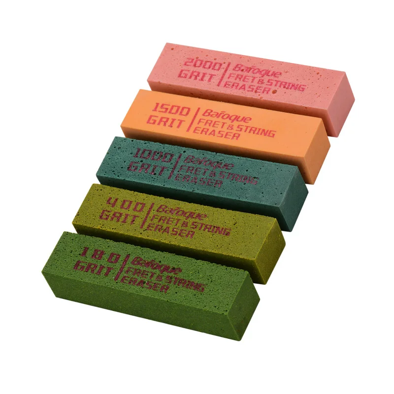 Guitar Fret Polishing Erasers Abraisive Rubber Blocks with 180 Grit & 400 Grit & 1000 Grit & 1500 Grit & 2000 Grit for Guitar