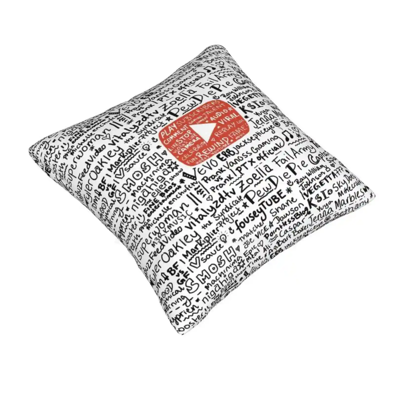 Youtube Home Sofa Car Cushion Cover Pillowcase Social Media Phone Internet Pewdiepie Alfiedeyes Ksi Zoella Caspar Jacksepticeye