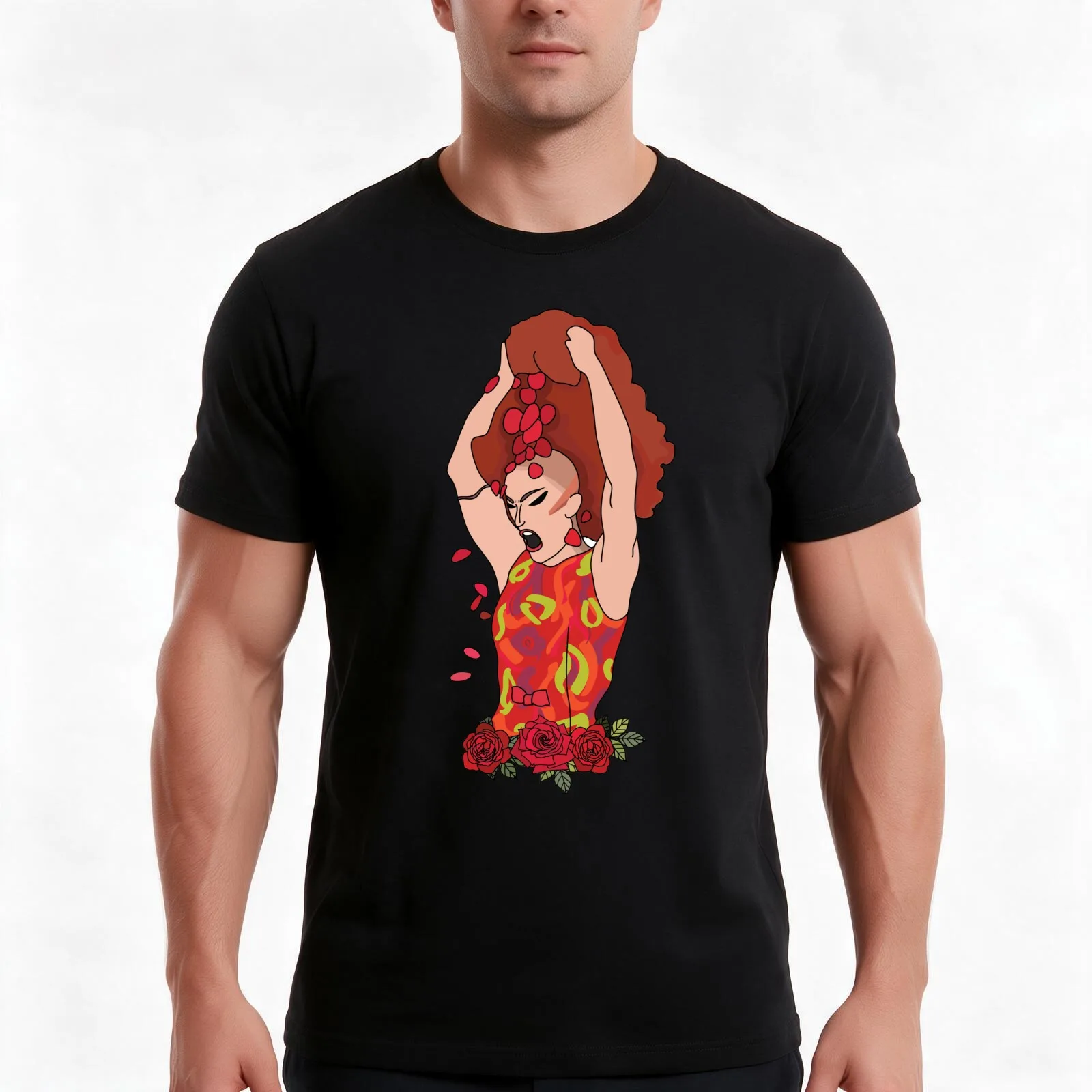 Sasha Velour T-Shirt, Summer Casual Cotton Tee, Oversized Streetwear Tops, Vintage Graphic Print, Loose Fit Short Sleeve