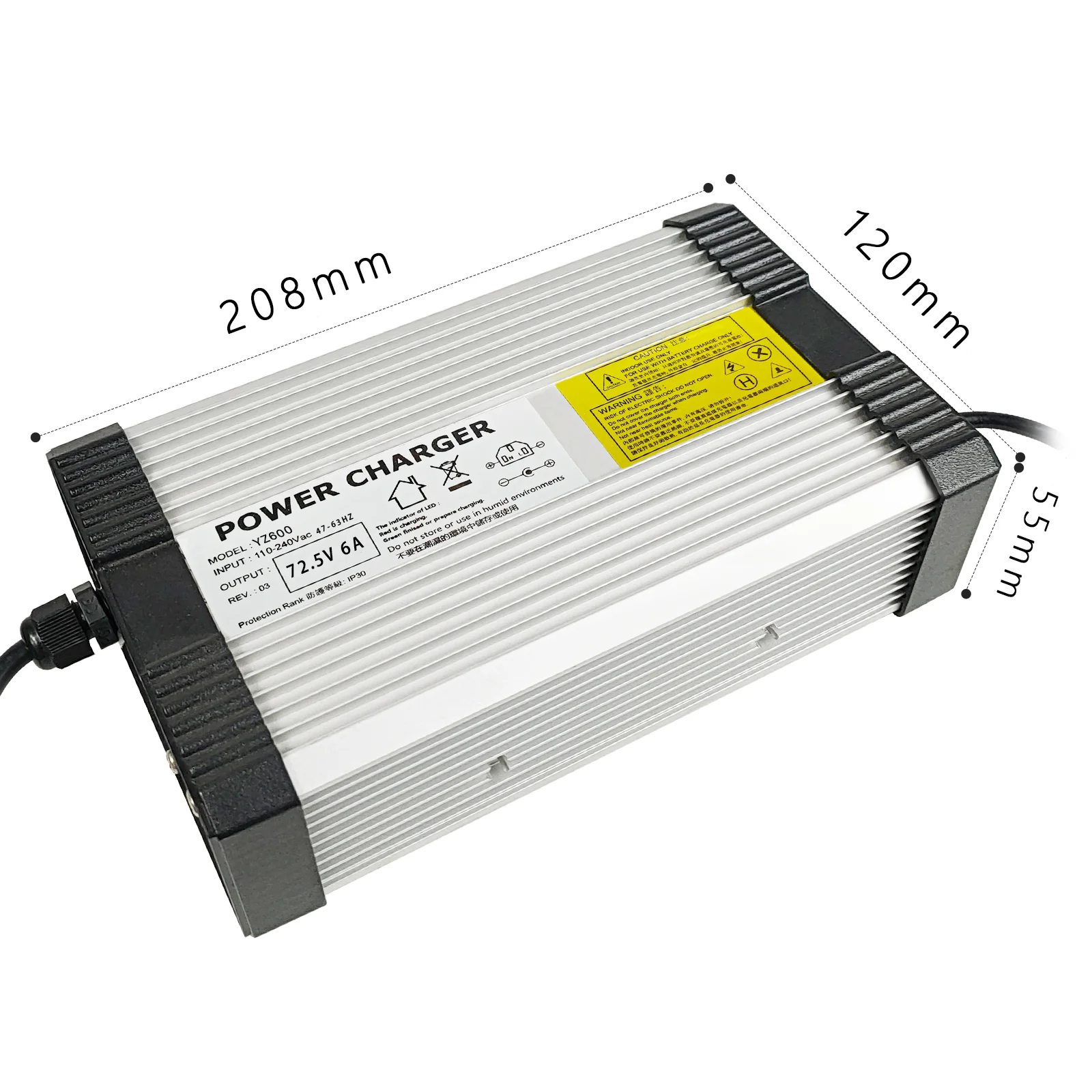 YZPOWER 72.5V 6A  Lithium Battery Charger Fast Charging For 64.8V Universal E-tool High Quality With Cooling Fans with Outplug