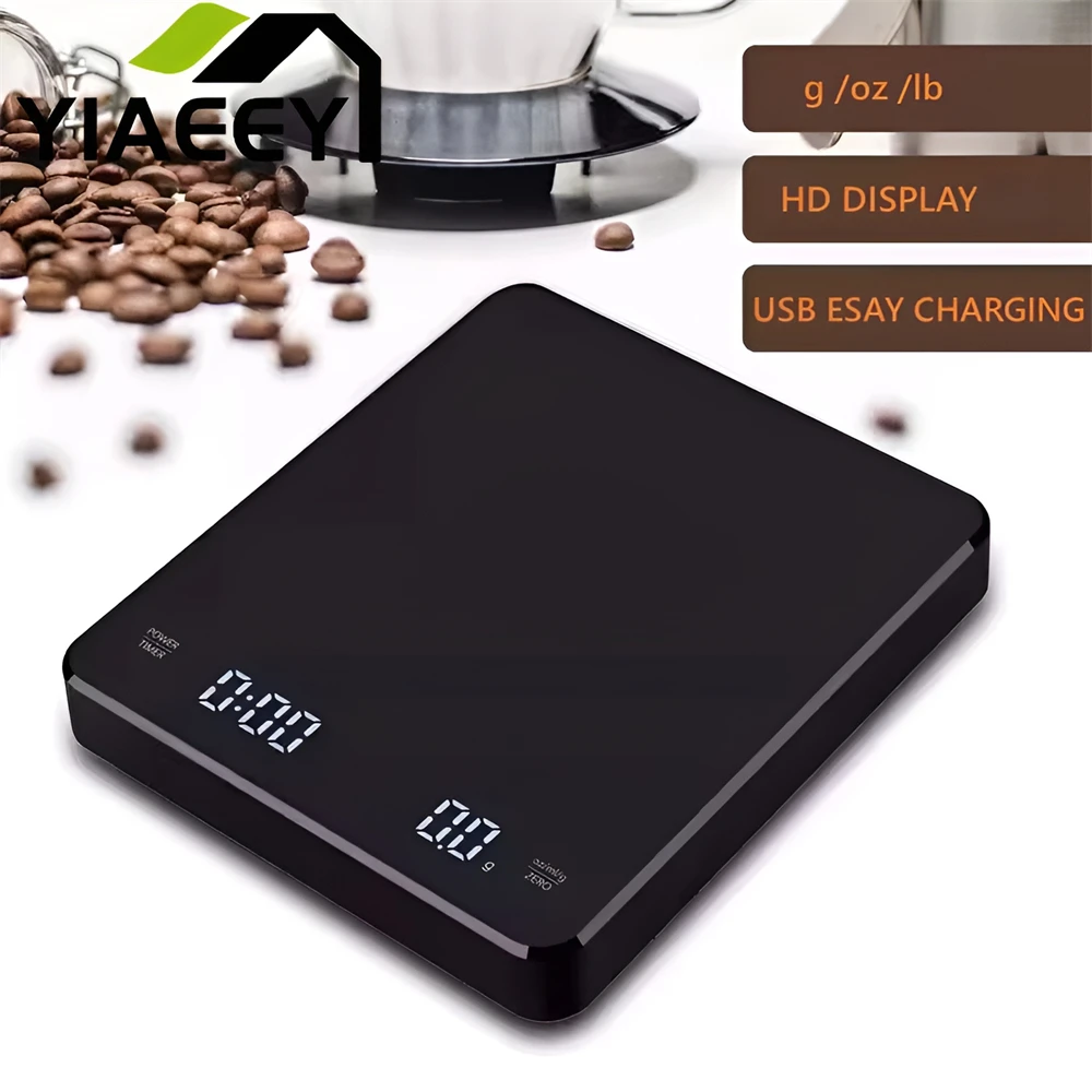 ميزان قهوة اسبريسو رقمي مع مؤقت صب فوق مقياس اسبريسو بالتنقيط شاشة LCD 5 كجم 3 كجم/0.1 جرام إيقاف تشغيل تلقائي عالي الدقة