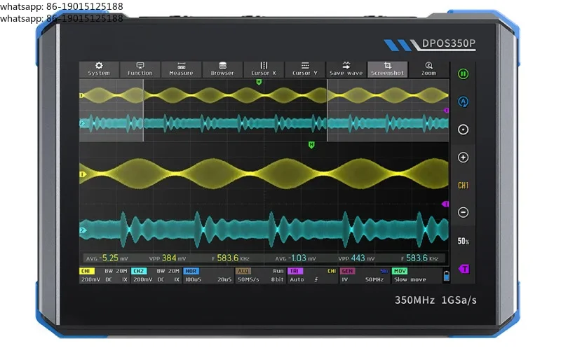 4IN1 DPOS350P Digital Oscilloscope 350MHz Dual Channel Fluorescence Handheld Signal Generator Frequency Response Analyzer