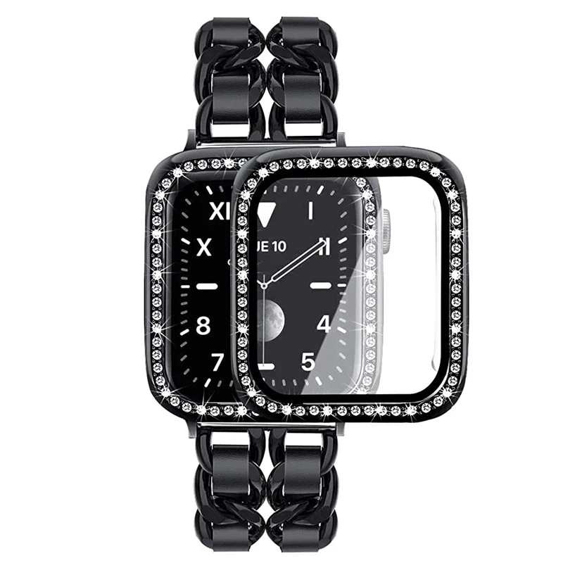 Металлический ремешок + чехол для Apple Watch Band 10 46 мм 42 мм Защитный стеклянный чехол iWatch 9 8 7 6 5 4 SE 45 мм 41 мм 44 мм 40 мм Корреа Shell
