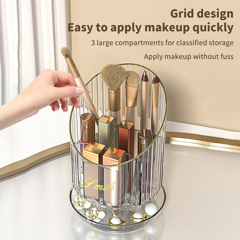 360° Rotating Makeup Brush Holder Luxury Cosmetic Organizer Lipstick Eyebrow Pencil Holder Eye Shadow Storage Box