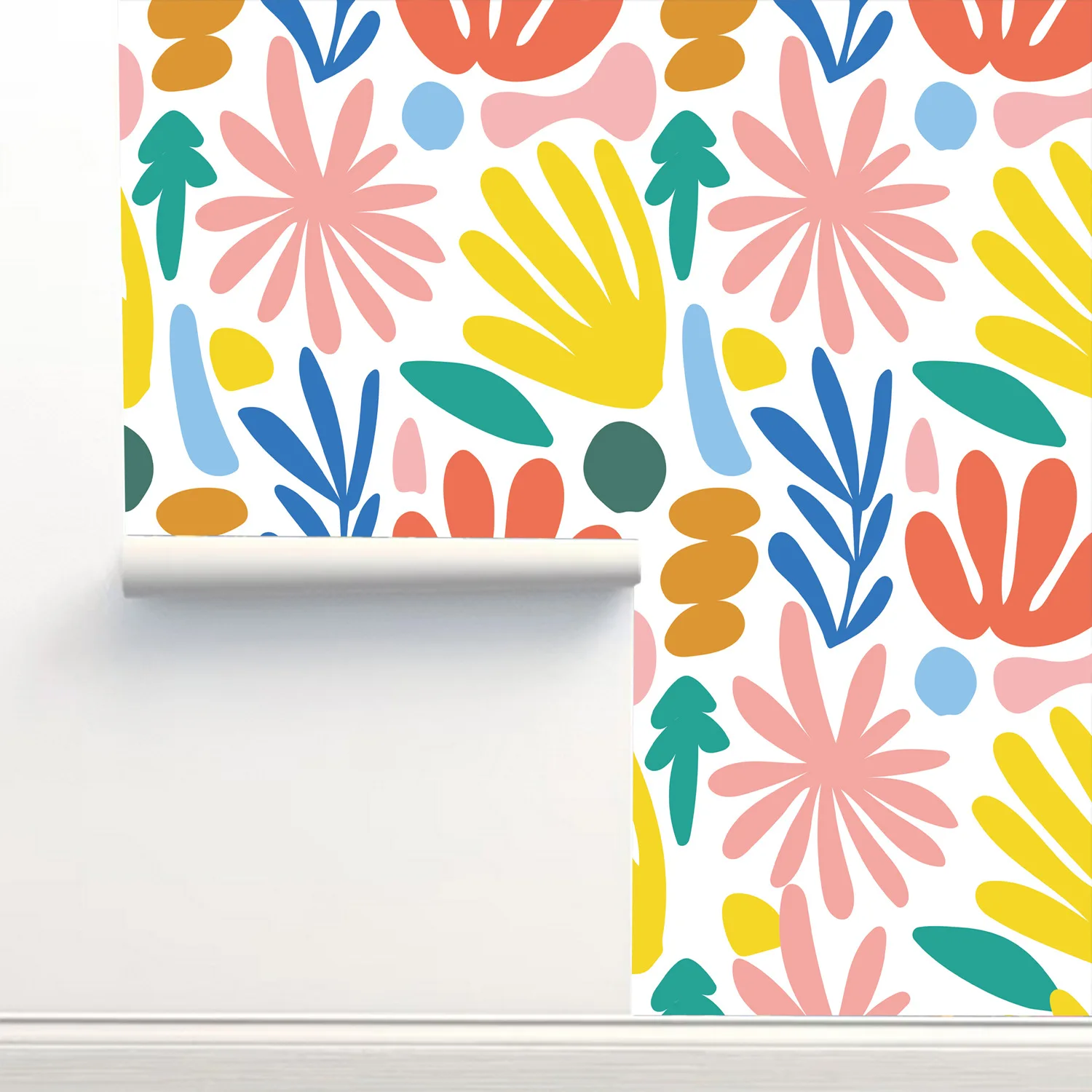 Self Adhesive Wallpaper Colorful Floral Wall Sticker Geometric Removable Contact Paper for Kids Bedroom Nursery Decor