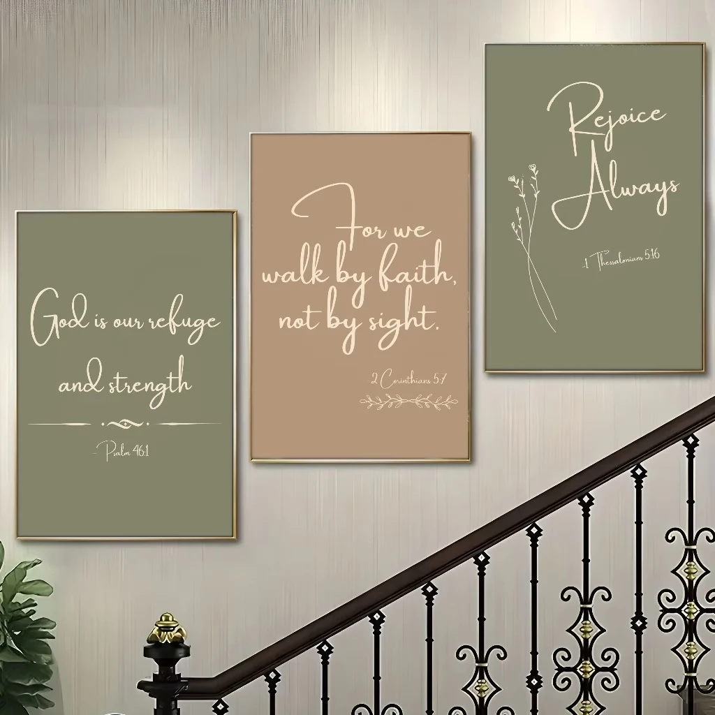 3pcs frameless Canvas Painting 3pcs Modern Christian With Inspirational Verse Quotes Wall Art Print Canvas Painting Poster Pictu