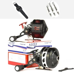 Metal Closed Fishing Reel Spool Black Red BL39 3.6:1 Outdoor Slingshot Fishing Reel Shooting Fish with line 55M