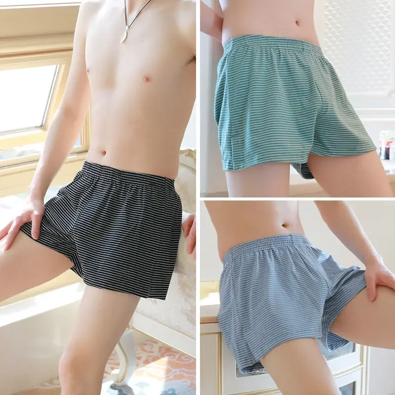 Men Sexy Shorts Sleeping Pants Cotton High-grade Boxer Shorts Breathable Loose Wide-legged Panties Sleepwear Loungewear Homewear