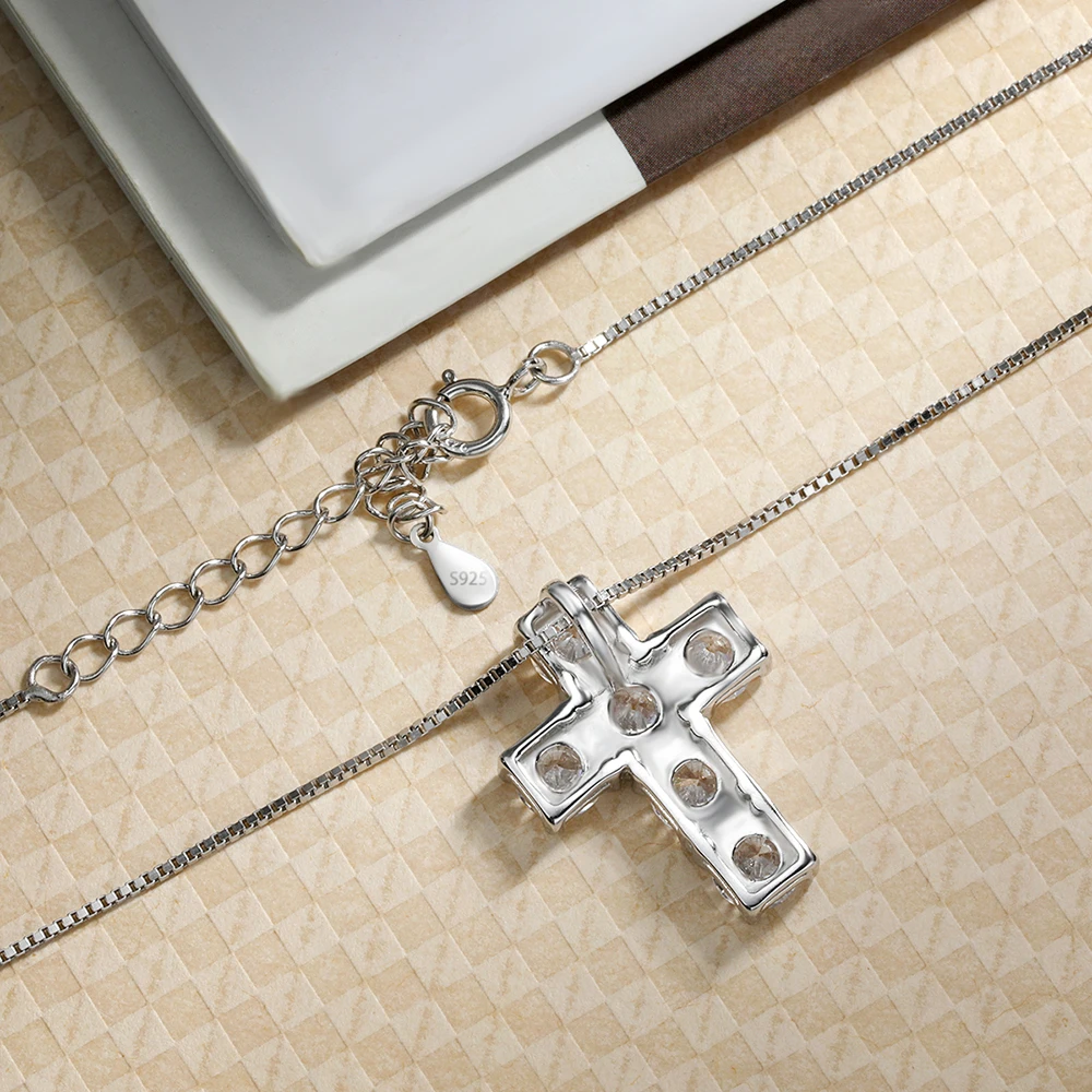 الصفاء 3ct D اللون مويسانيتي الصليب قلادة للنساء الرجال هدية 100% S925 فضة قلادة سلسلة عنق غرامة مجوهرات GRA