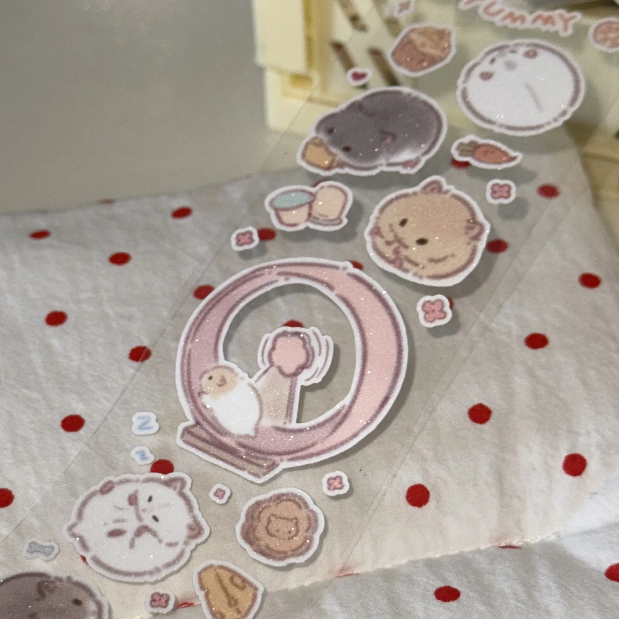 Cute Little Mouse Hamster Die cut Dispensing Sticker DIY Goo Card Journal Scrapbooking Photo Card Phone Case Collage Supply