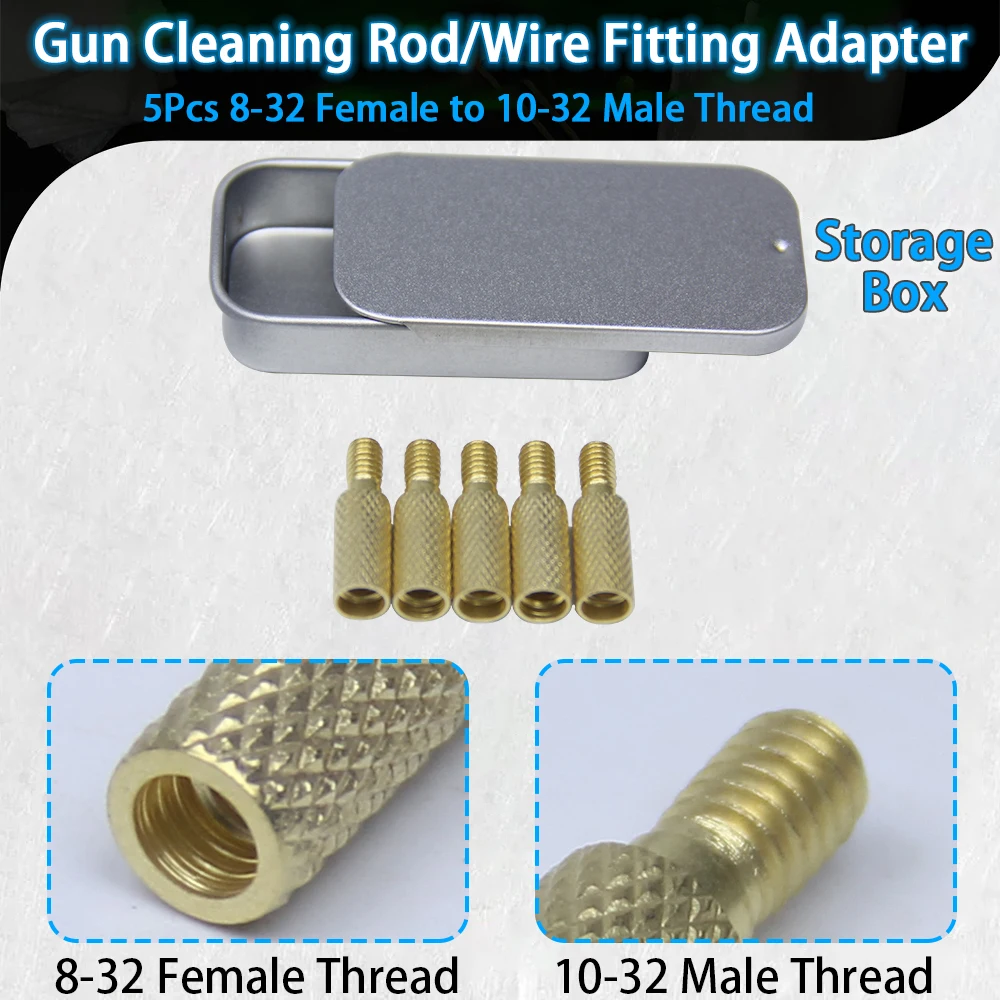 5-teiliges Messing-Reinigungsadapter-Set für Waffen – mit Außengewinde und Innengewinde (5-40, 8-32, 10-32, 5/16-27) für .177/.22/.30/.38 Kaliber Bohrbürsten