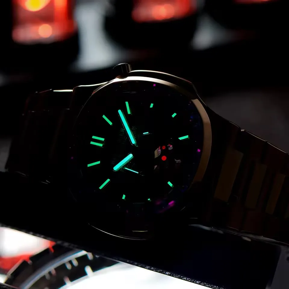 Reef Tiger Męski Zegarek Automatyczny 44mm Kwadratowy Mechaniczny Zegarek na Rękę Szafirowe Szkło Luminescencyjne Wielo Tarczowy 24 Godziny i Mała Sekunda