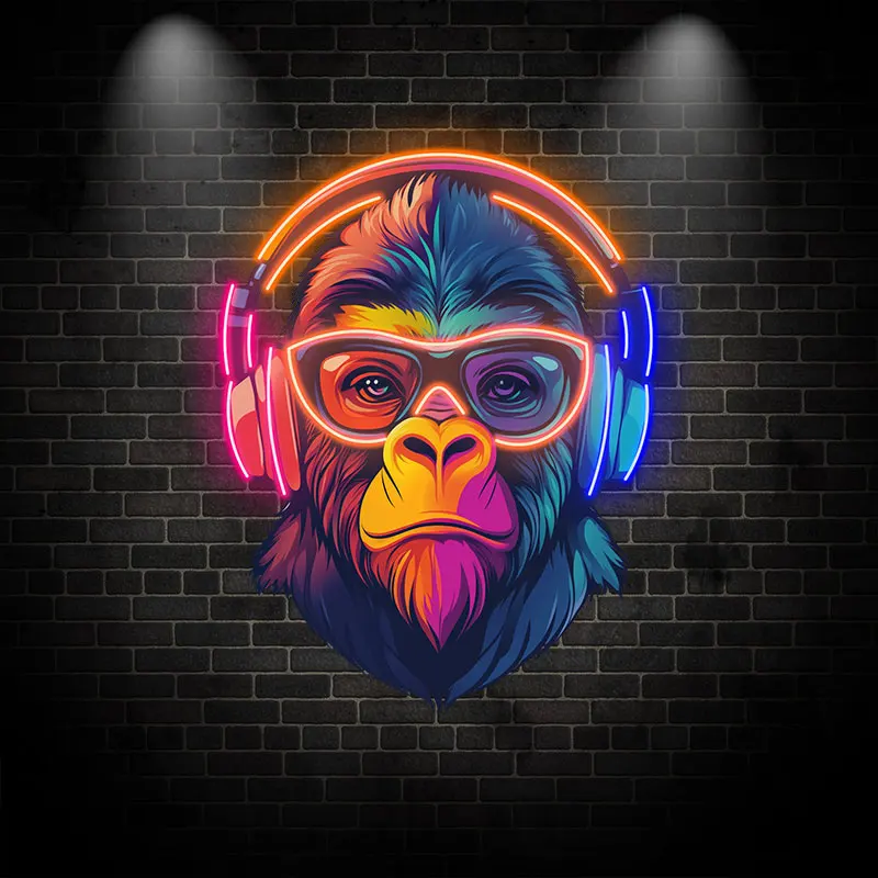 Monkey Neon Sign, Chimpanzee Led Light Sign, Bedroom Man Cave Led Neon, Game Room & Club Wall Decor Light, Monkey Lovers Gift