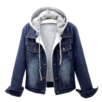 5xl Donne Denim Chic Giacca Femminile Oversize Tuta Sportiva Allentato Breve Con Cappuccio Jeans Cappotto Tasca Grande Magliette E Camicette 2024 Primavera Autunno