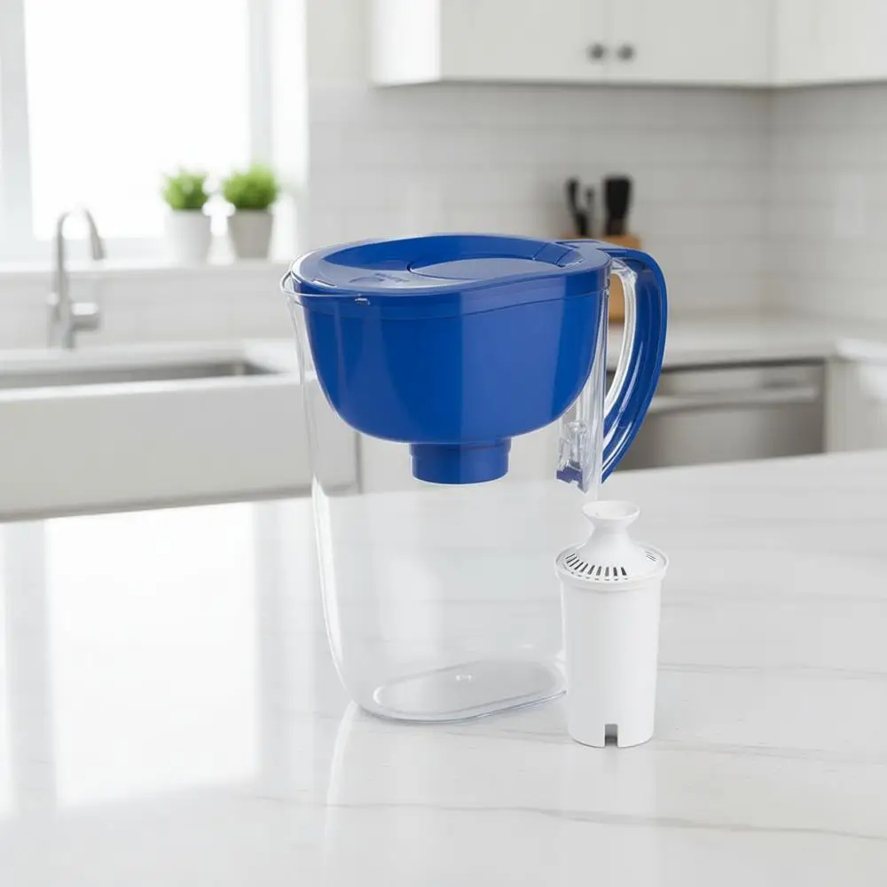 

Большой кувшин-фильтр для воды с индикатором SmartLight, 1 сменный фильтр, без BPA, срок службы 2 месяца, вместимость 10 чашек, цвет мазарин синий