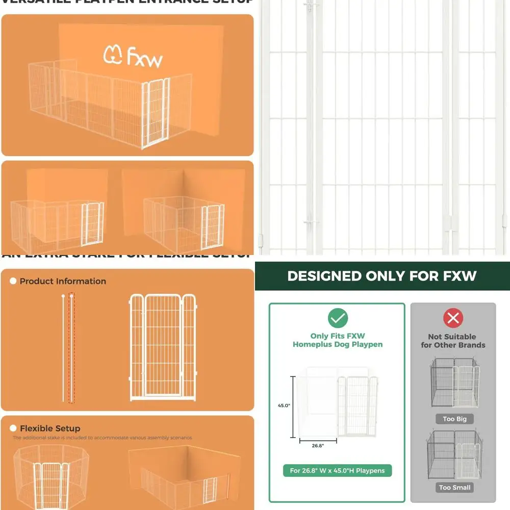 

Indoor Large Dog Playpen, 1 Add-on Gate, 45 Tall, White - Patented Design