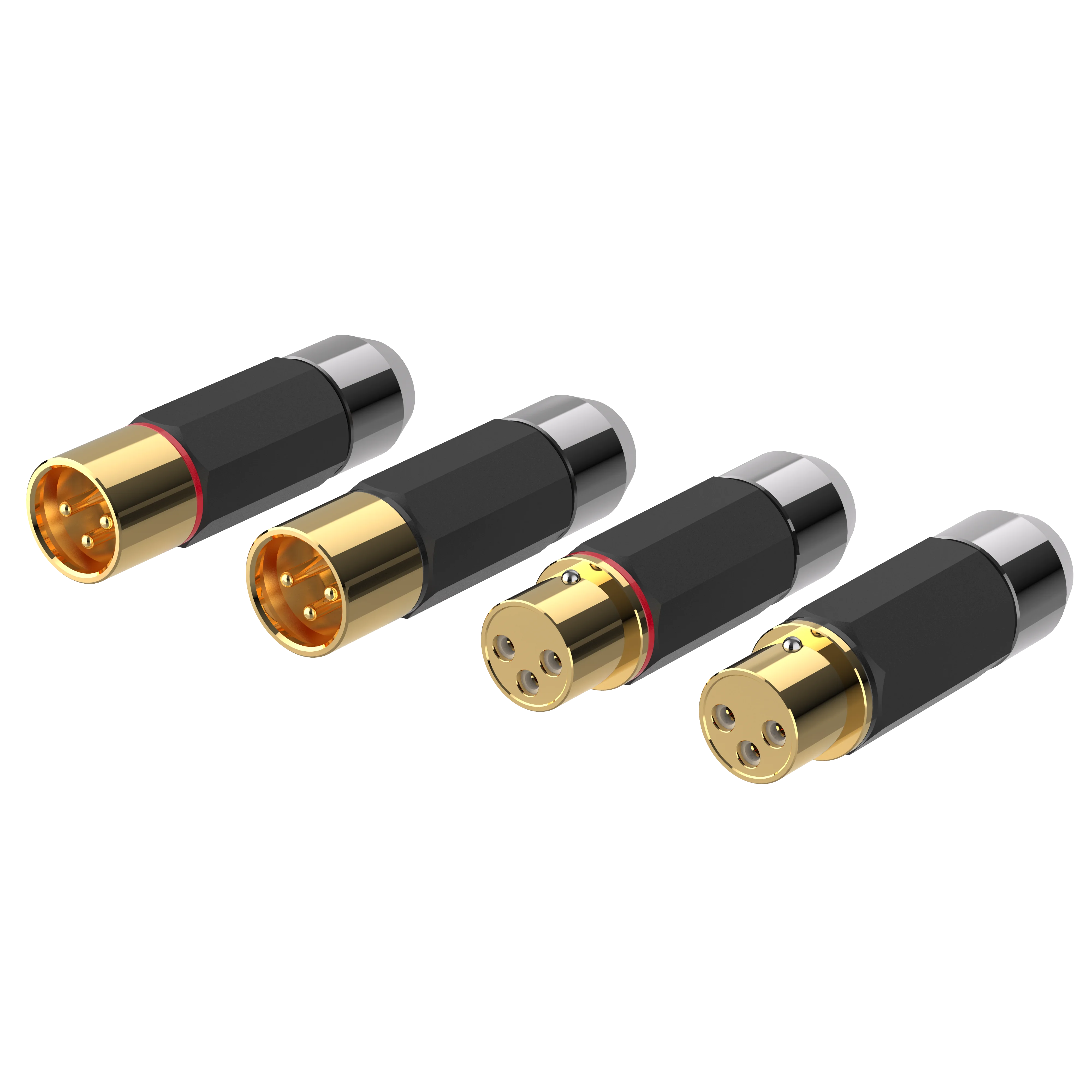 Monosaudio XMF709G 99.998% Pure Copper 24k Gold-plated XLR Balanced Male Female Plugs Amplifier Welding Microphone Plug